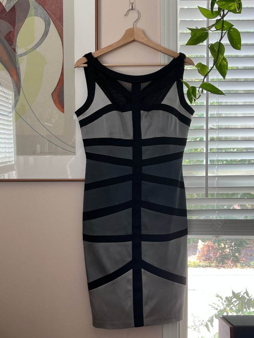 Gray & Black Bodycon Sleeveless Dress